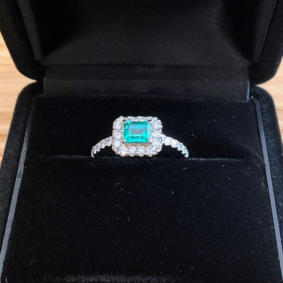 る*る様 コロンビア産エメラルド0.51ct PT900 ダイヤリング 12号