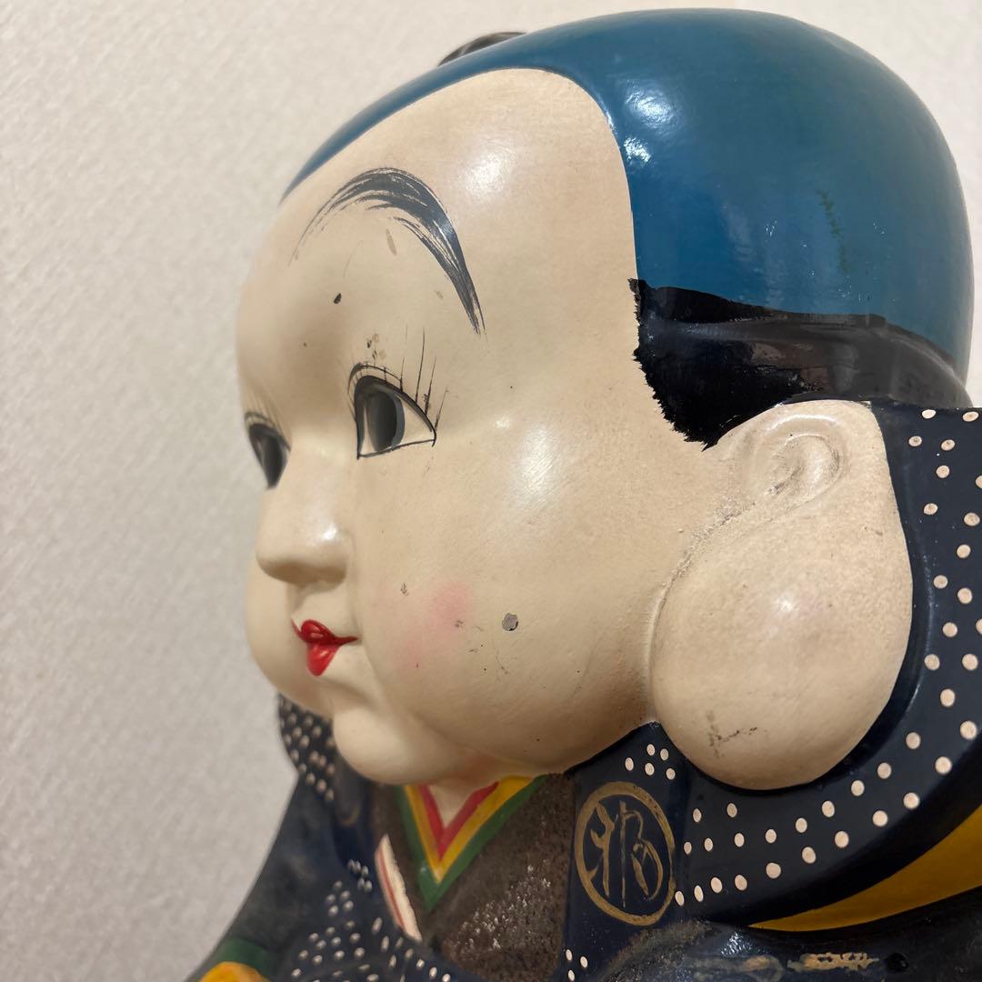 時代福助人形　縁起　手描き　招福置物　珍品〈検 招き猫　こけし　七福神　常滑焼