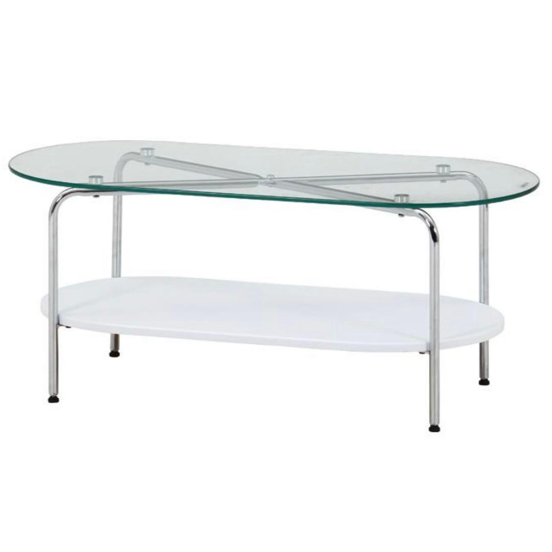 ガラスローテーブル 韓国インテリア風　ホワイト