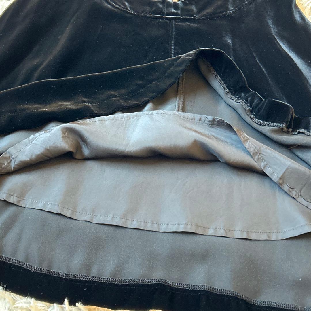 Y's Yohji Yamamoto ワイズ　ベロアフレアスカート 漆黒 艶感