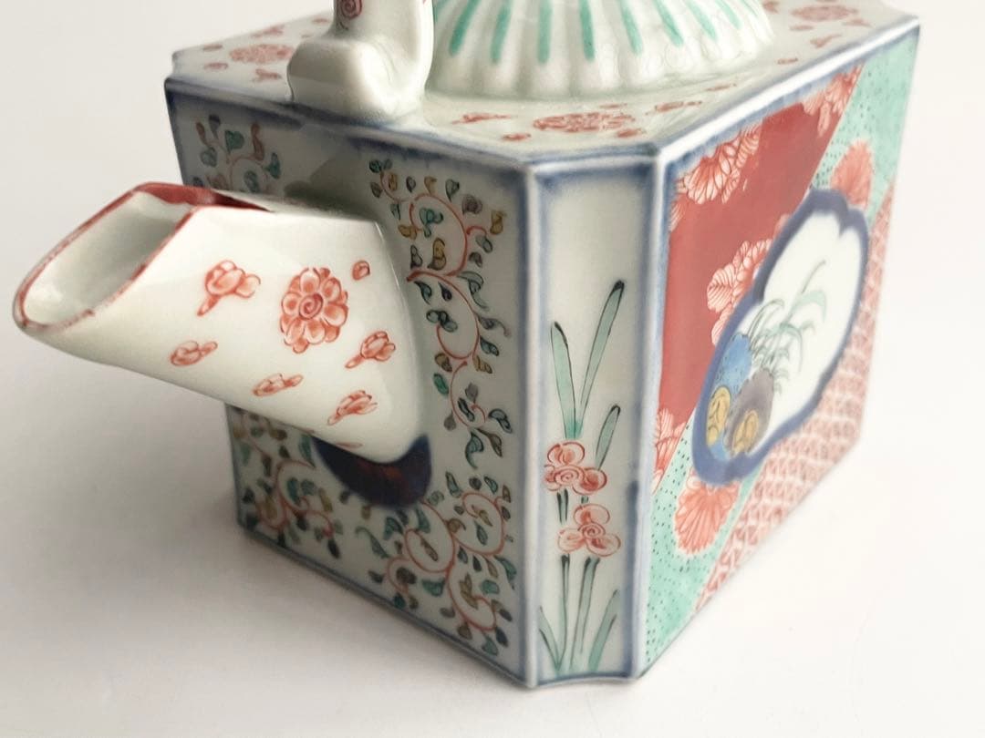 骨董　アンティーク　古伊万里　色絵　窓絵花散らし文様　汁次　すまし注　水注　銚子