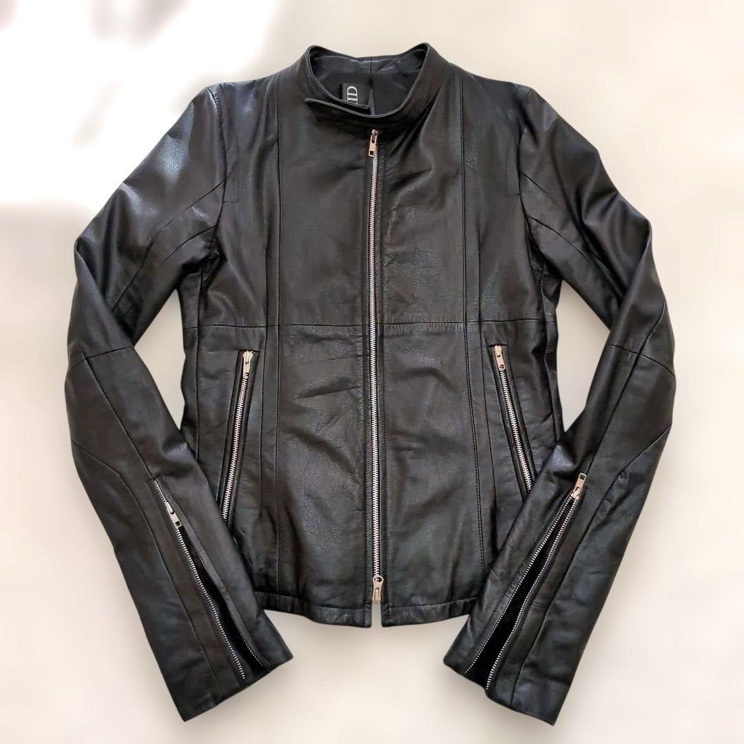 ✧美品【iDbyLAID】羊革シングルライダースL 黒　ラムレザー