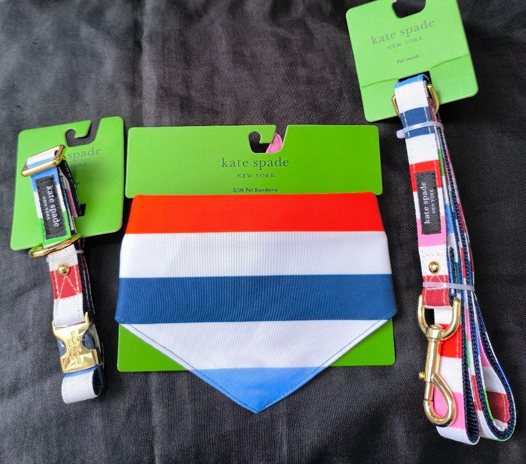 新品 ケイトスペード アートドット 首輪 リーシュ S/M バンダナS/M
