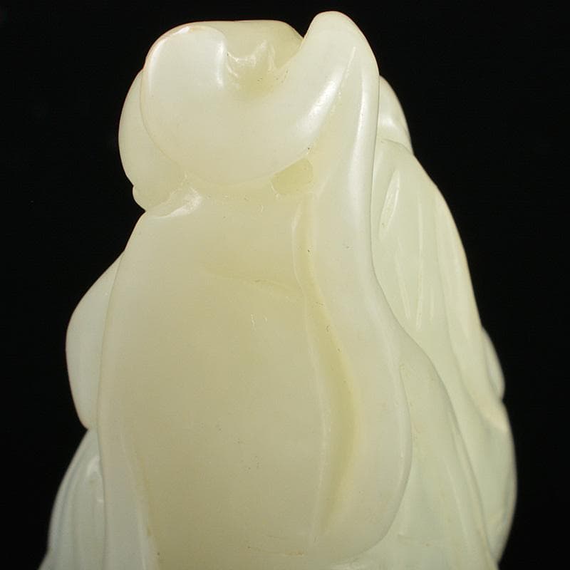 中国　玉石白玉彫刻　人物刻　根付　紙鎮　置物　C　R7134E
