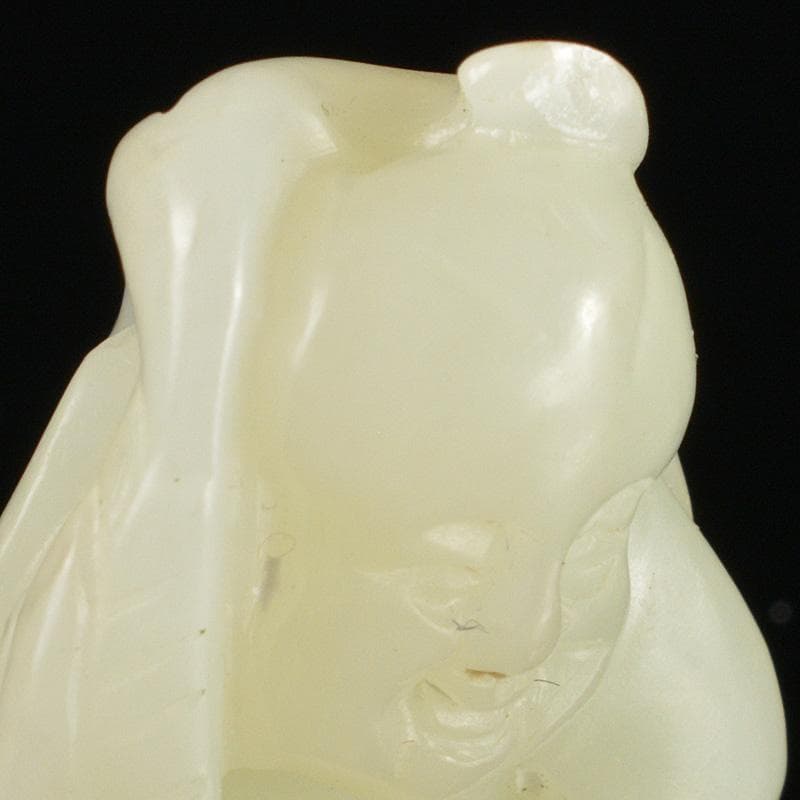 中国　玉石白玉彫刻　人物刻　根付　紙鎮　置物　C　R7134E