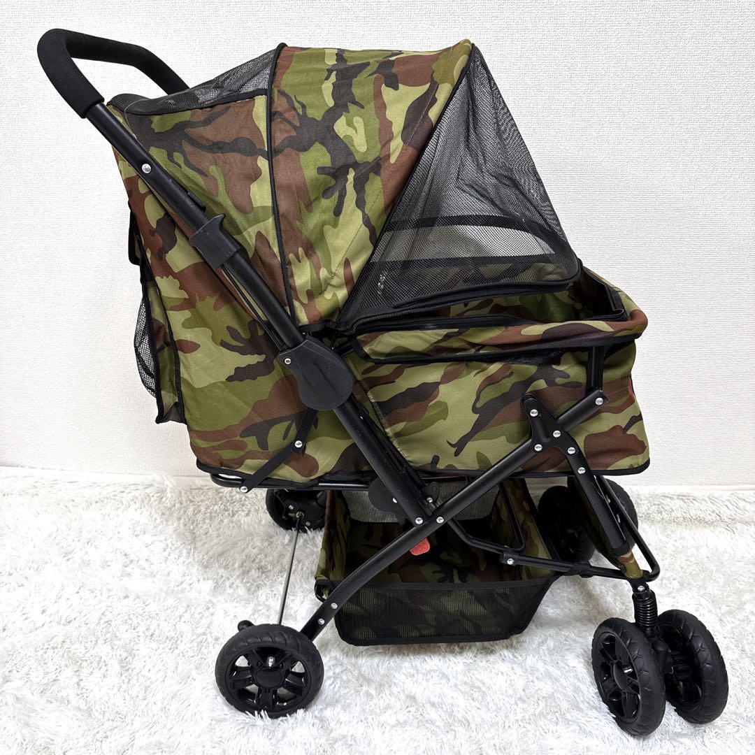 【限定】ピッコロカーネ プリモ 迷彩 ペットカート 中型犬 多頭飼 ロゴ有 人気