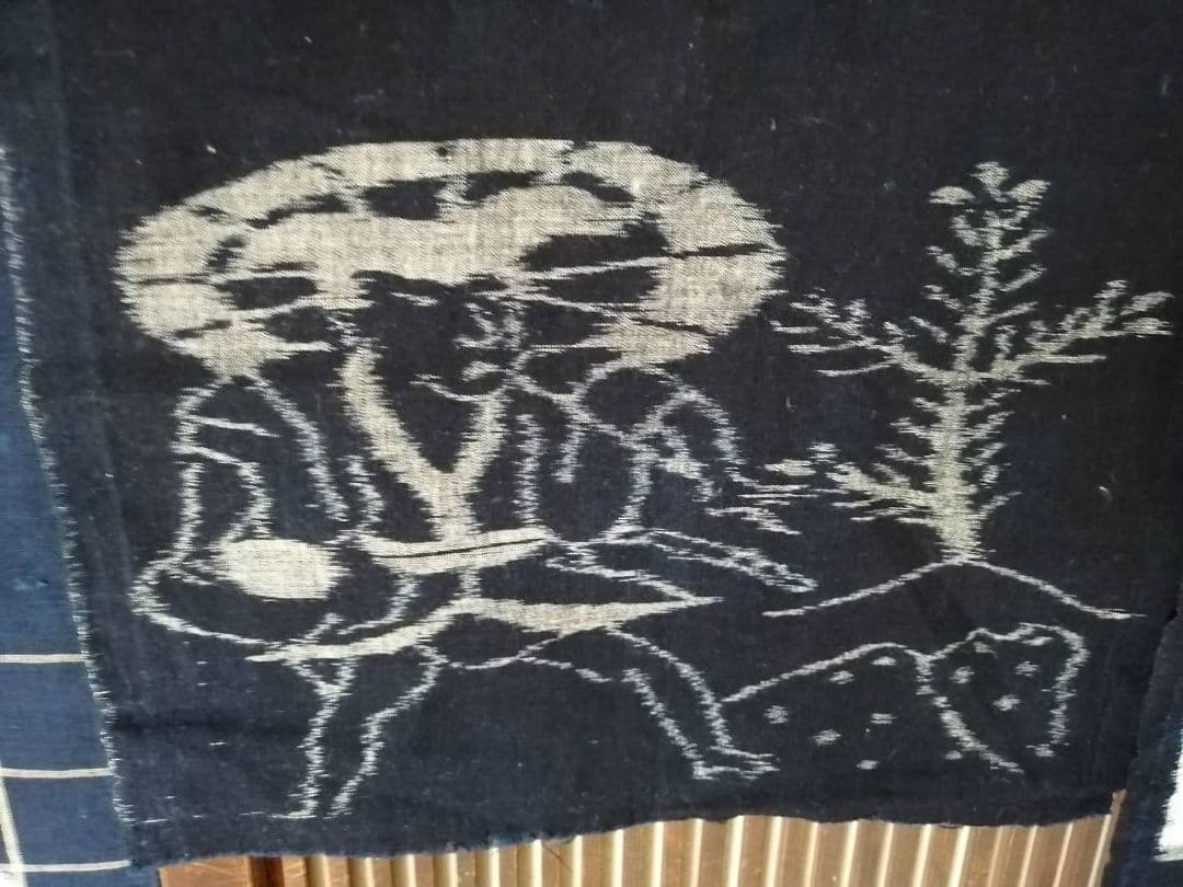 古い絵絣　ハギレ　人物文4点まとめて