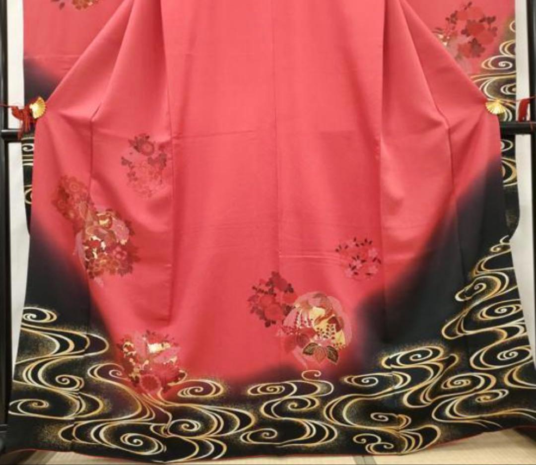 振袖フルセット6点サイズM〜Ｌ鳳凰花蝶丸文　暈し染め　金銀彩　金糸　正絹