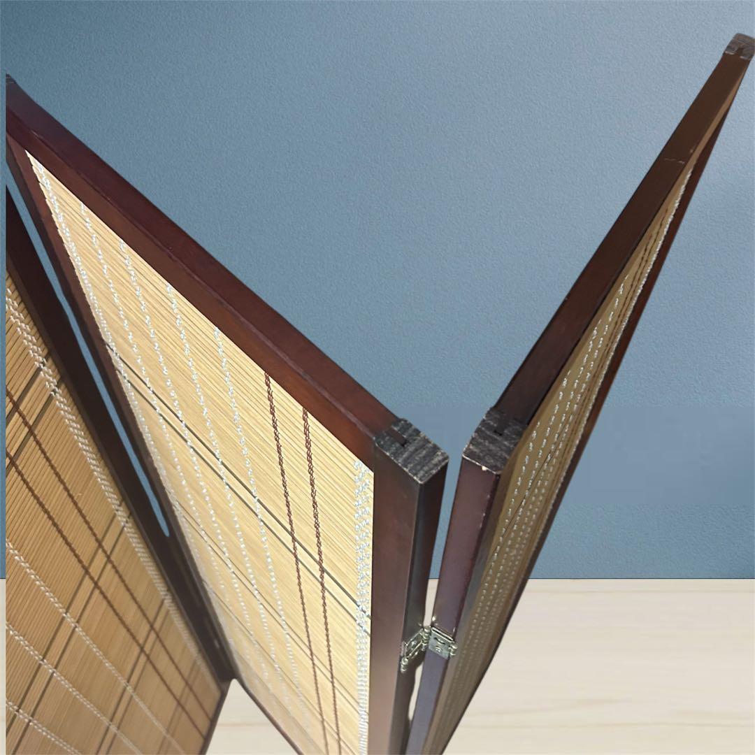 和風 4連竹すだれ衝立 150cmヴィンテージ パーテーション 和モダン レトロ