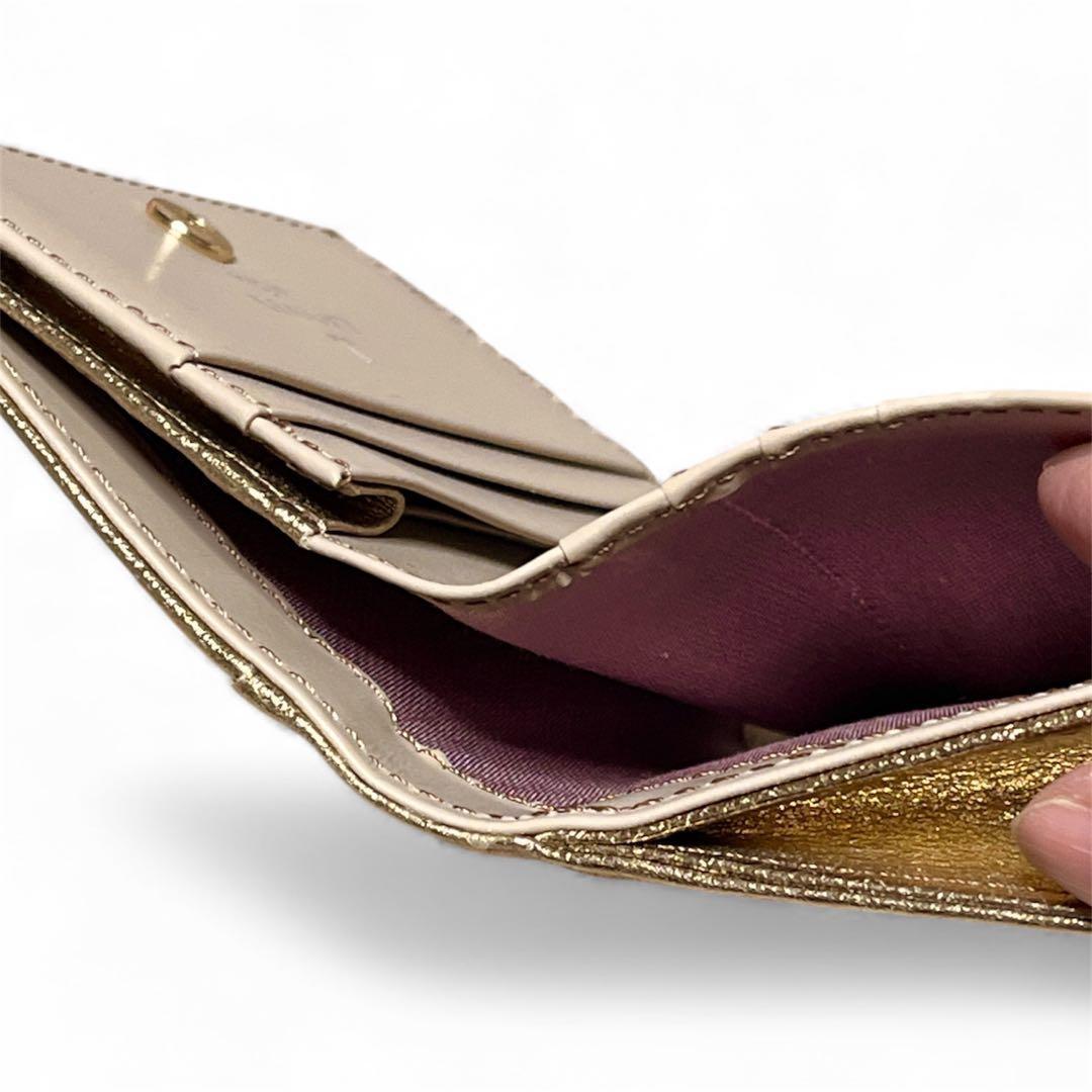 【新品】LANVIN en Bleu 二つ折り財布 ペティアン ゴールド 金箔