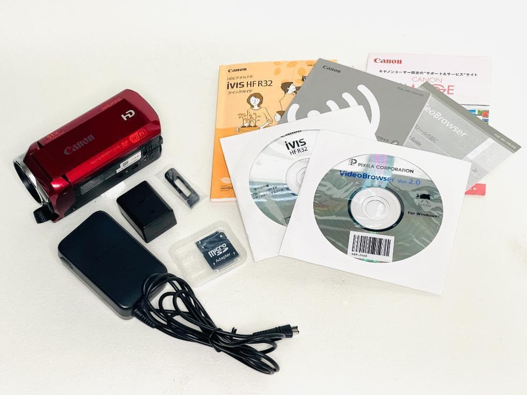 【中古】Canon キヤノン iVIS HF R32 レッド Wi-Fi カメラ