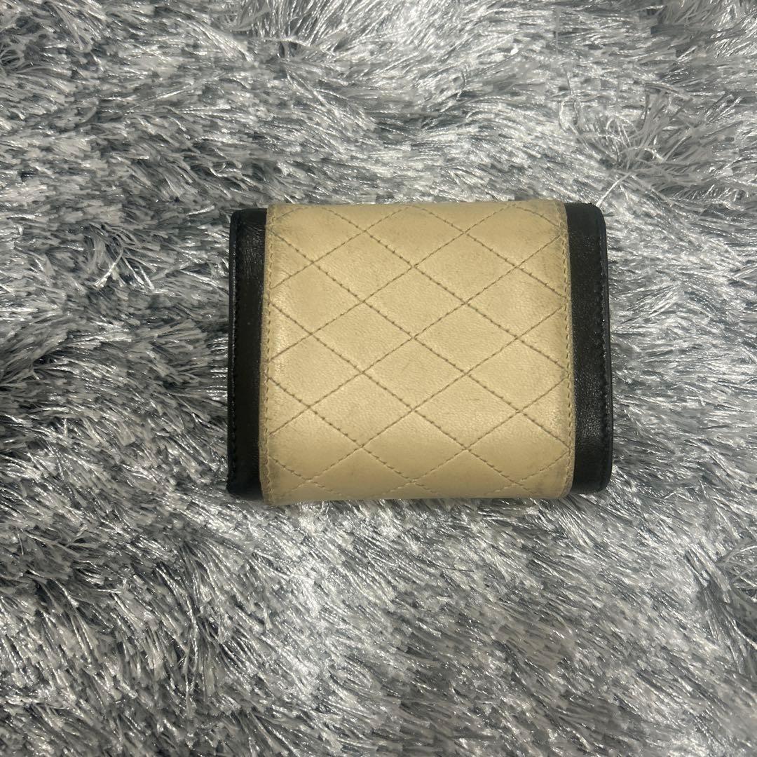 YSL 三つ折り財布 ベージュ×ブラック