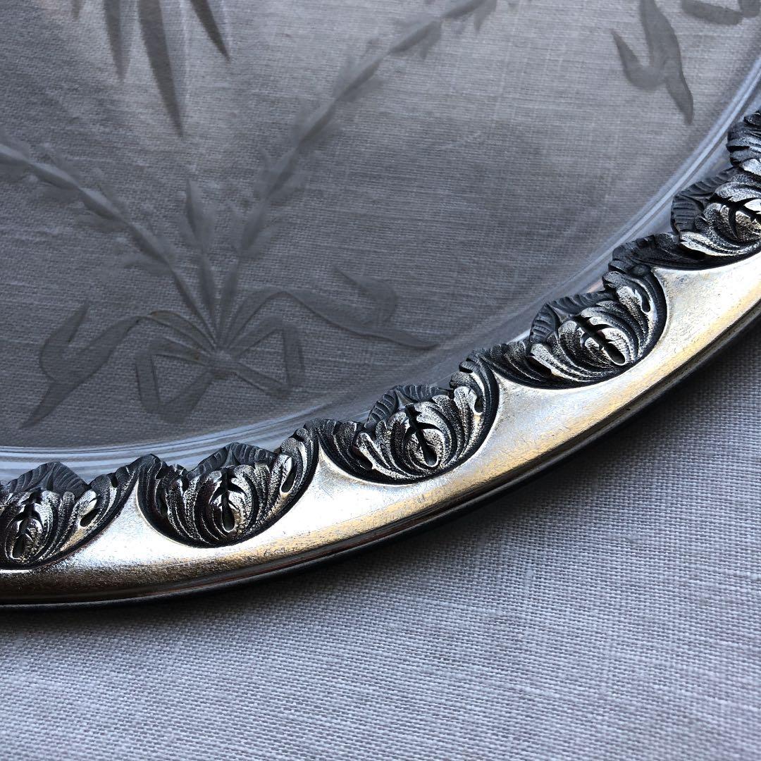 フランスアンティーク　クリスタル　プレート