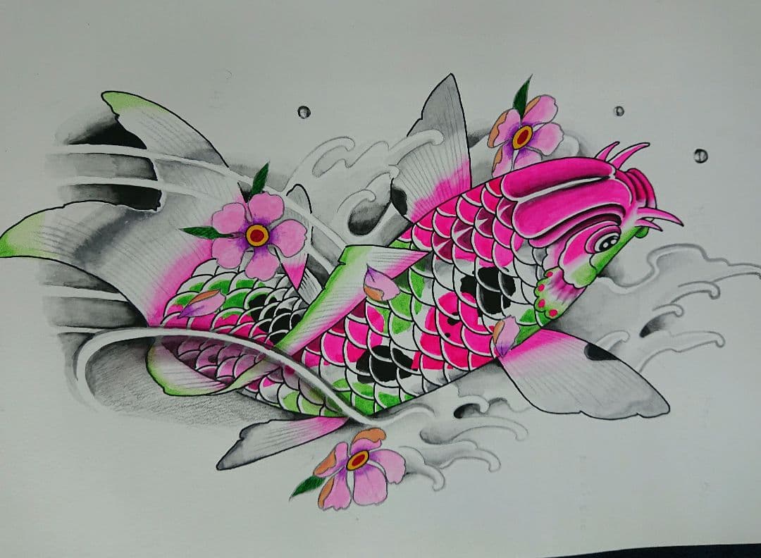 鯉の画 栄樹作 一点物 送料込み。