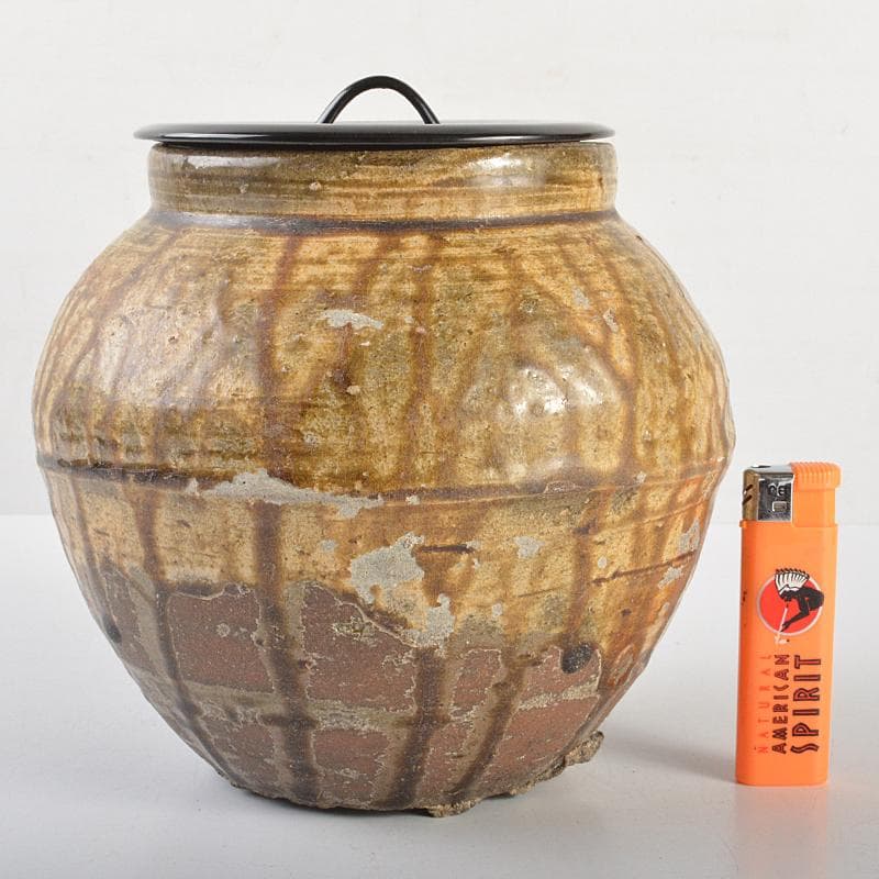 茶道具　韓国陶芸選　伊羅保　水指　箱付　V　R7210B