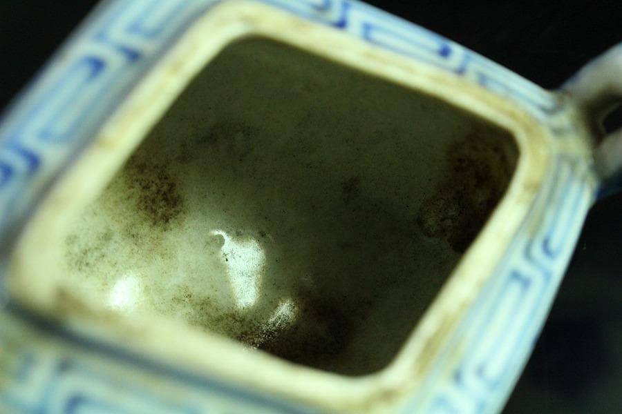 茶道具 青花 獅子蓋 香炉 道八 在銘 高8cm(K-XA787)