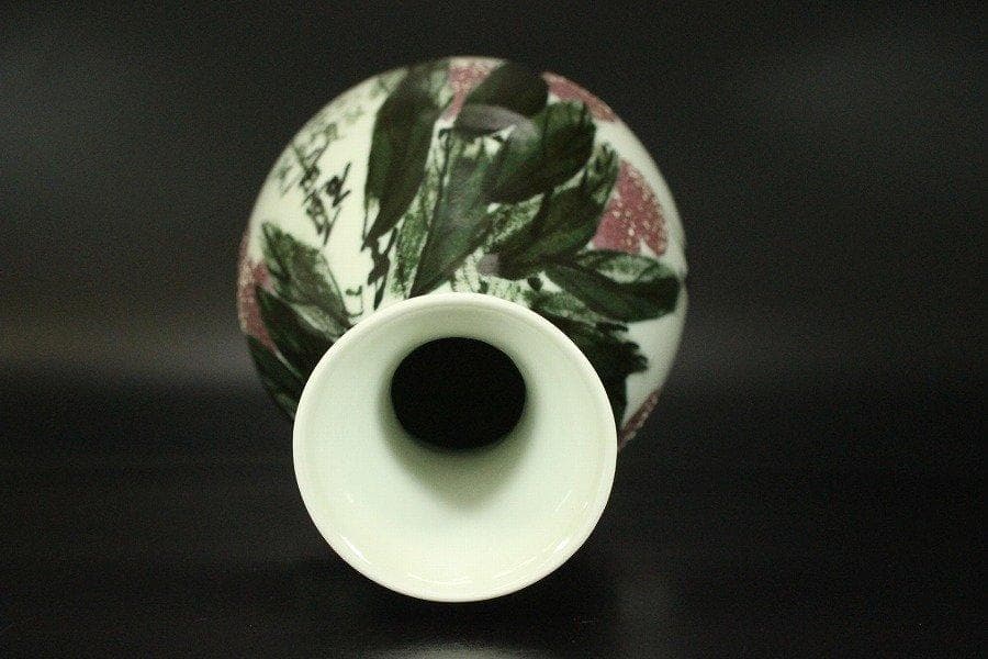 中国美術 色絵 花鳥紋 在銘 瓶 高32.5cm 作家物 N909