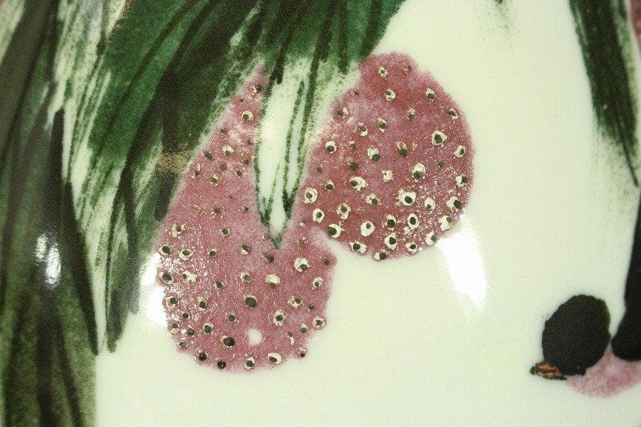 中国美術 色絵 花鳥紋 在銘 瓶 高32.5cm 作家物 N909