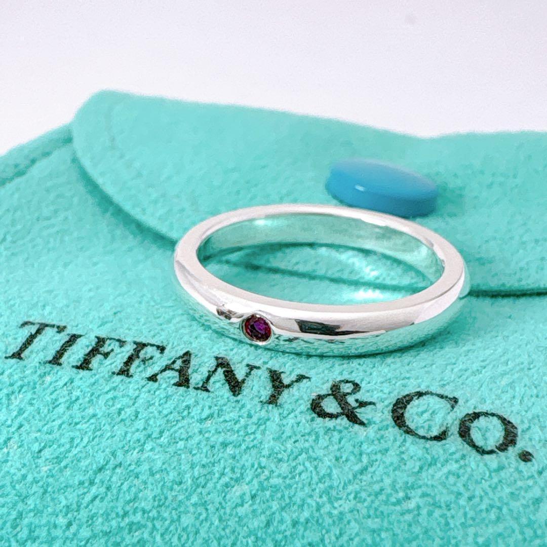 極美品 ティファニー スタッキングバンド ルビー リング 9号 シルバー925