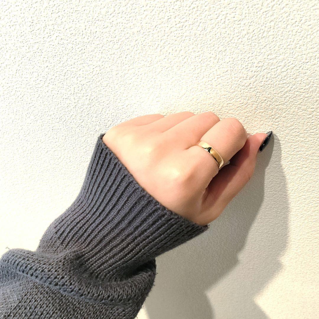 タイムセール♡新品同様 K18 平打ちゴールドリング 17.5号 4mm幅 地金