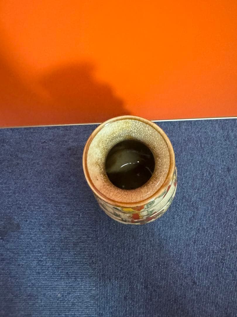 1597 中国骨董　瓢箪型色絵花鳥人物　花瓶