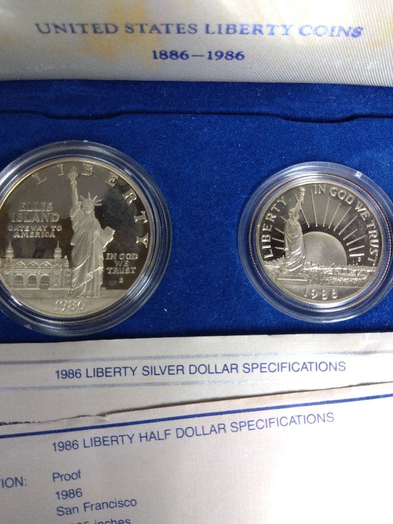 【証明書付】1986年1ドル銀貨 自由の女神 Liberty Silver900