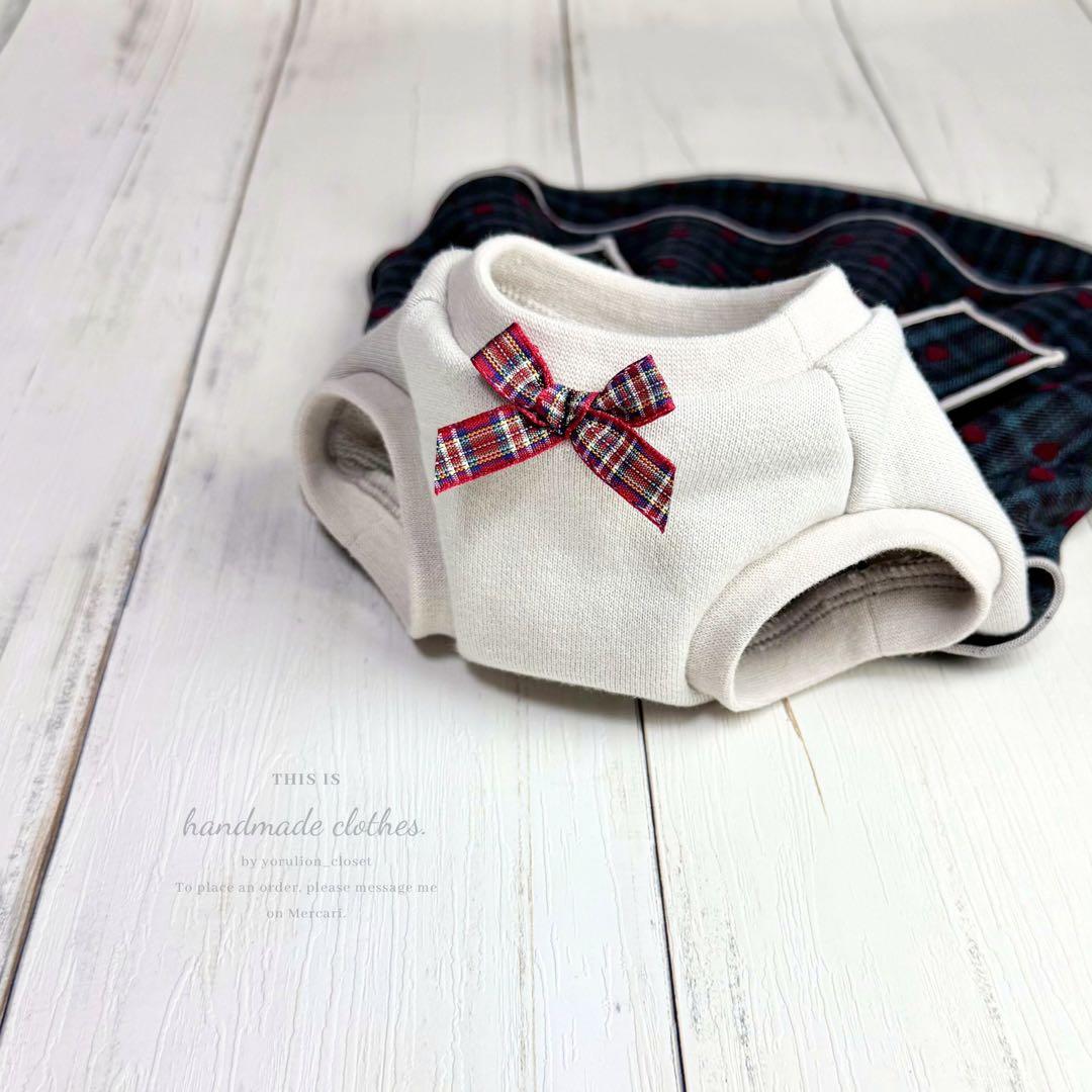 ♥︎︎オーダー♥︎︎ ハンドメイド 犬服 チェック×プチハート ワンピース クリスマス