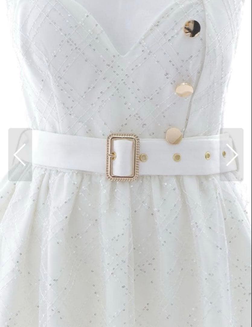 sifeel ホワイトロングドレス スリーブレス ベルト付き