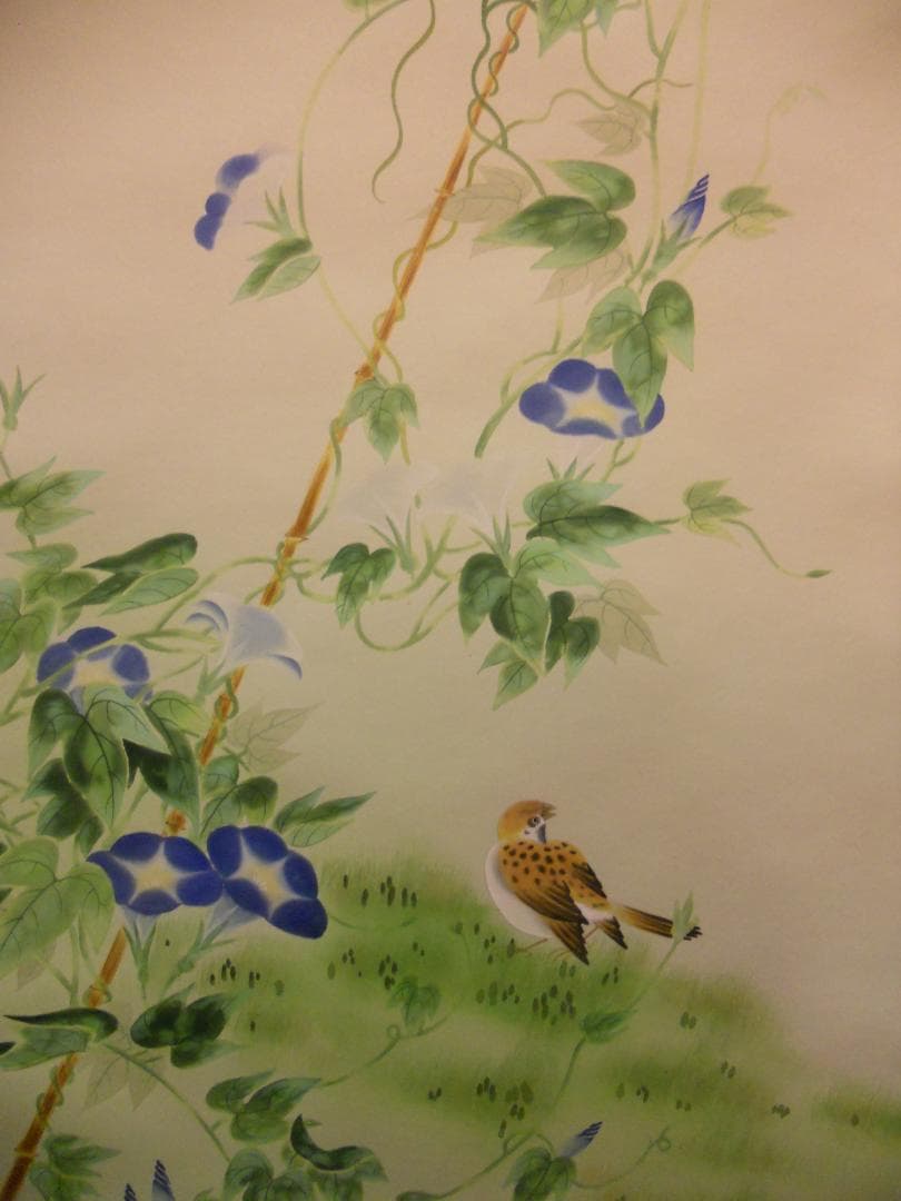 掛け軸 松田香邦 作『 朝顔 』 絹本 希少 軸装 茶道具 掛軸 美品 です。