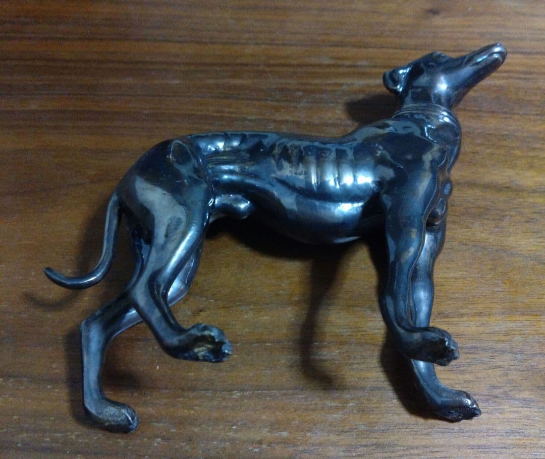 置物★グレイハウンド ブロンズ像 重量感あり　アンティーク　犬
