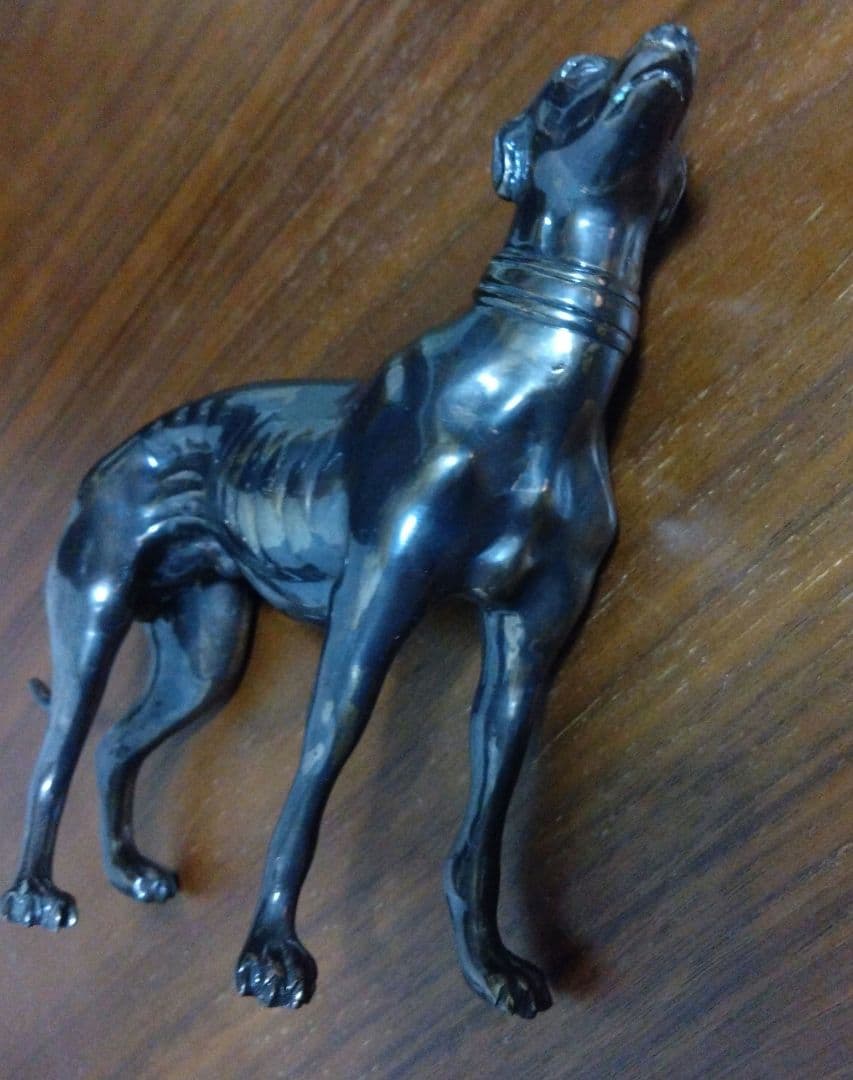 置物★グレイハウンド ブロンズ像 重量感あり　アンティーク　犬