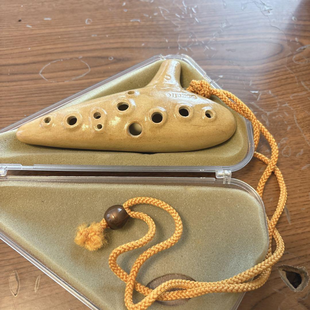 オカリナ ベージュ ケース付き　アケタオカリーナ ソネット S-5C