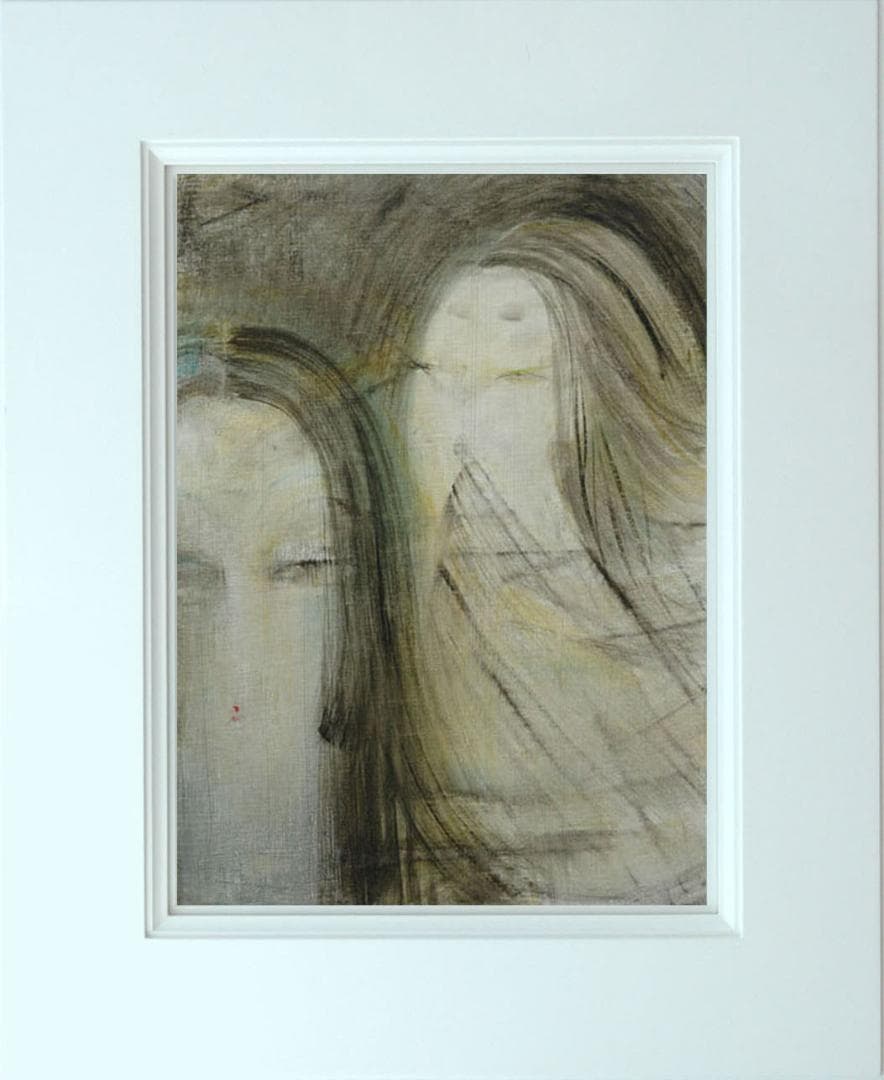 油絵 絵 絵画インテリア 額付(青緑＋金色の枠) F6-050413 人物女性像