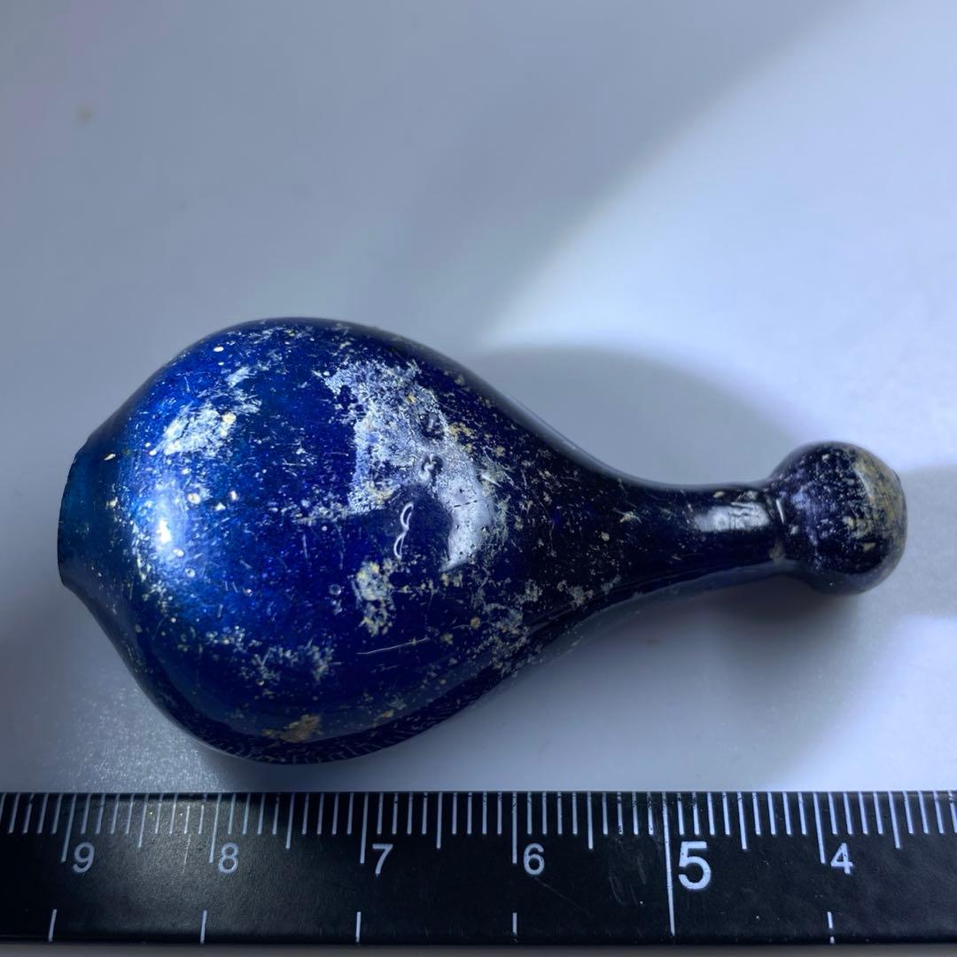 古代ローマングラス　銀化涙壺　縦約5.8㎝　東Y7-0402☆2F