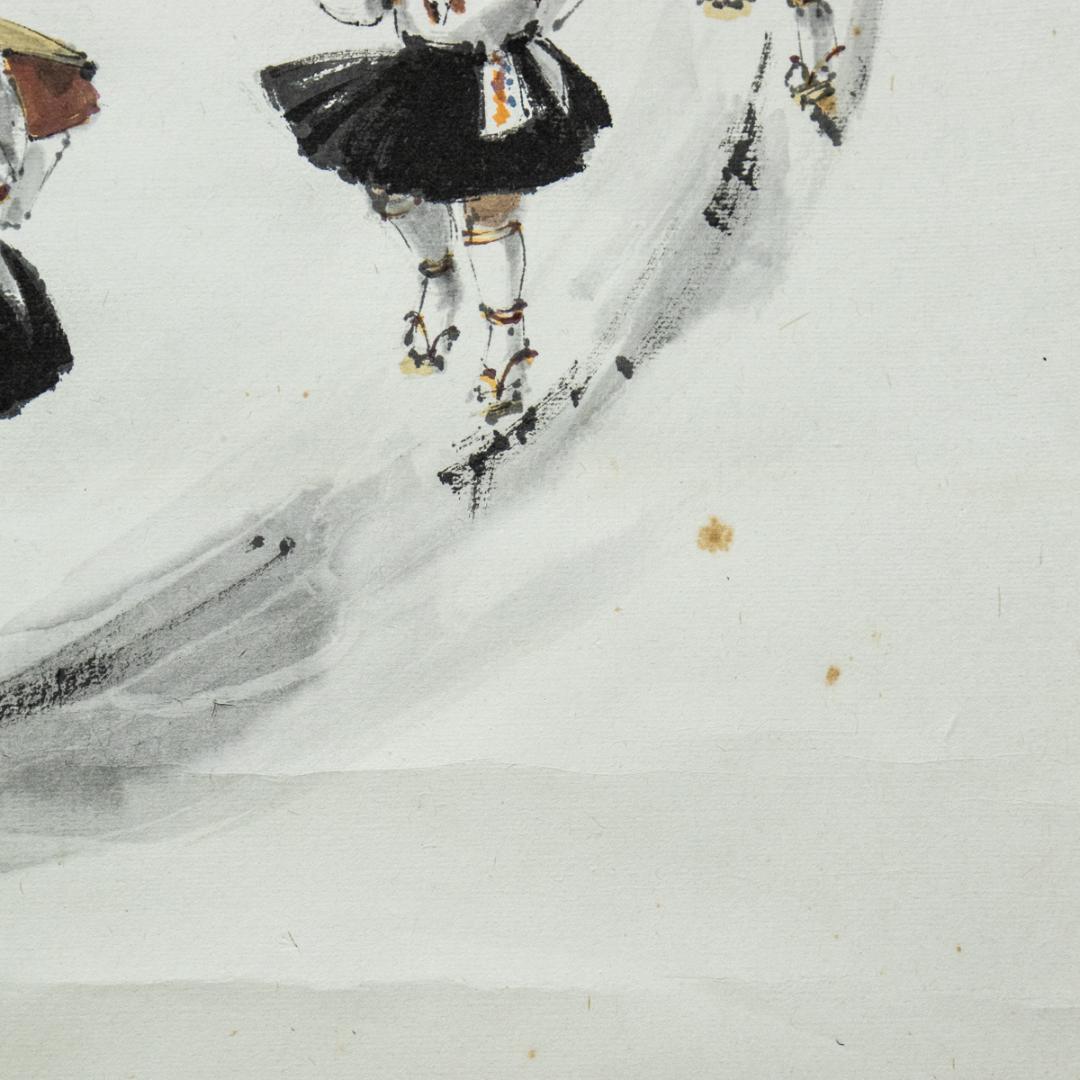 掛軸-1418　尾崎利太郎　住吉おどり図　共箱