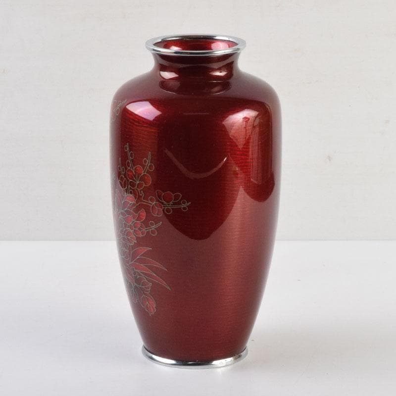 七宝焼　四君子文　花瓶　時代箱　V　9058