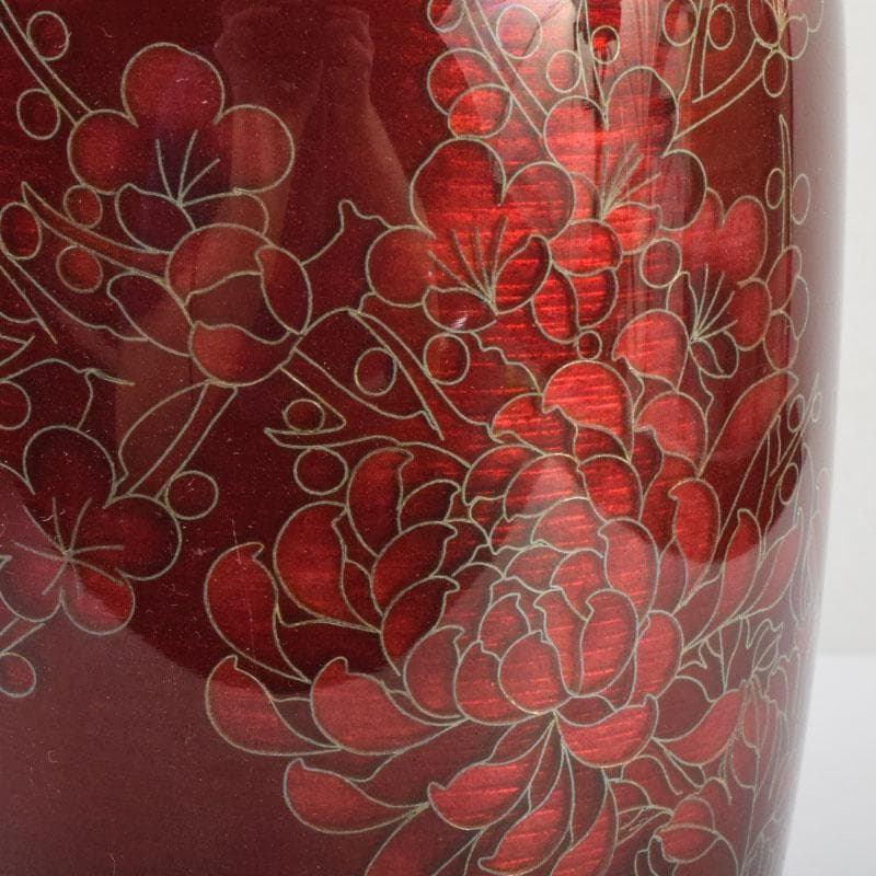 七宝焼　四君子文　花瓶　時代箱　V　9058