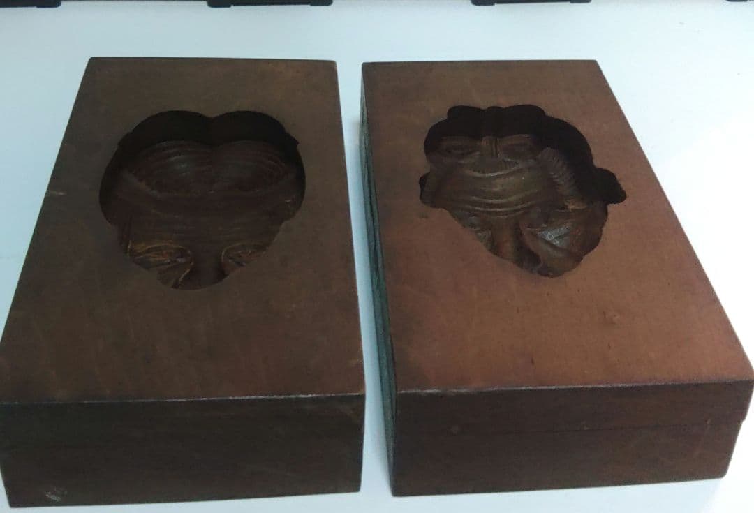 珍品　菓子型　アンティーク　高砂爺婆　高砂人形　落雁　干菓子　木製　ア11-15