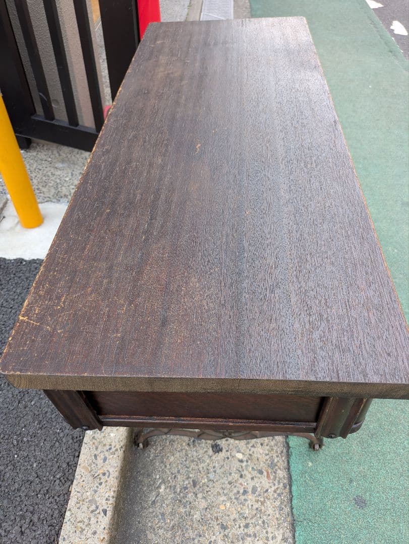 【送料込】シンガー ミシン台 アンティーク アイアン 古材PCデスクカスタム