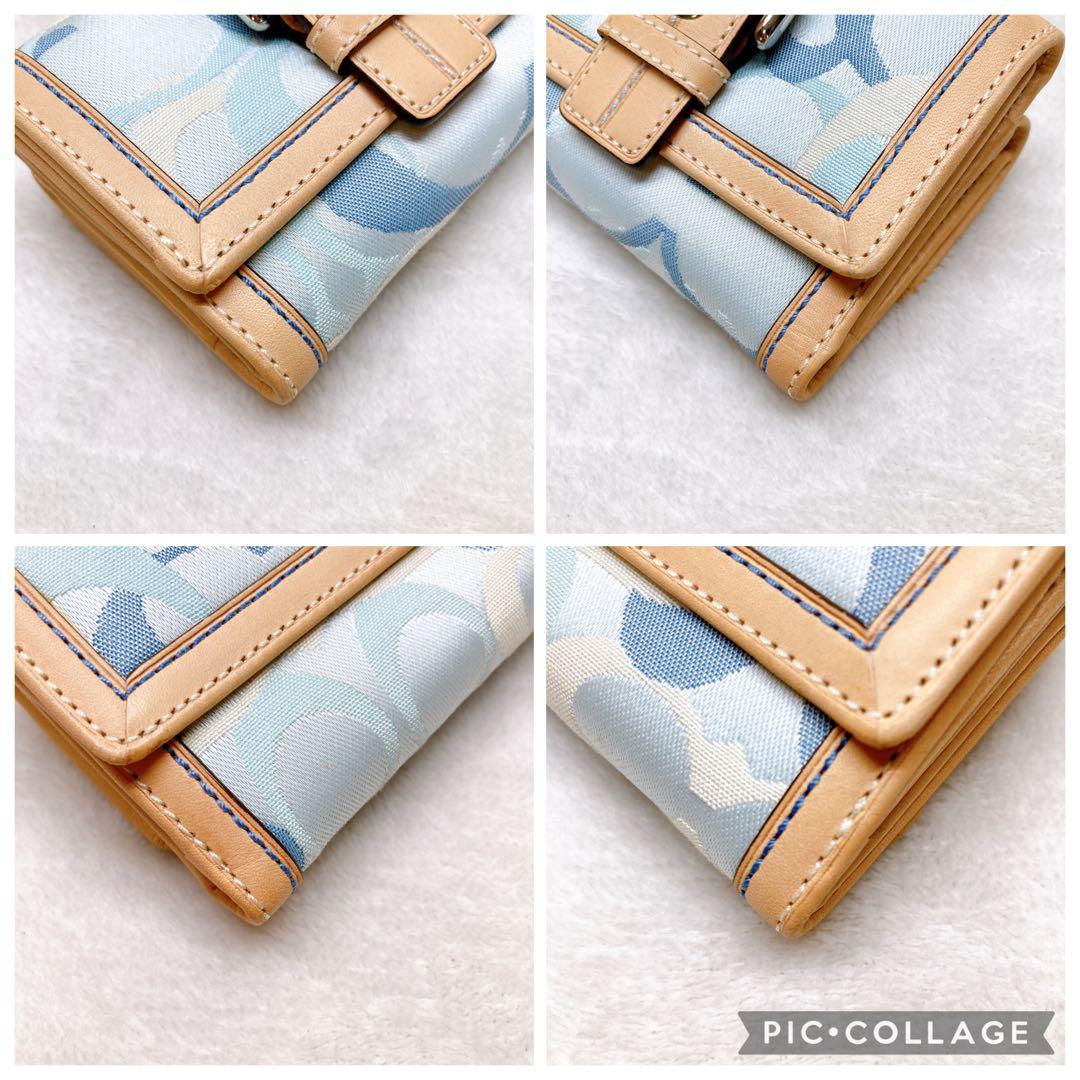 小物 Coach Soho Signature Flap Wallet Blue