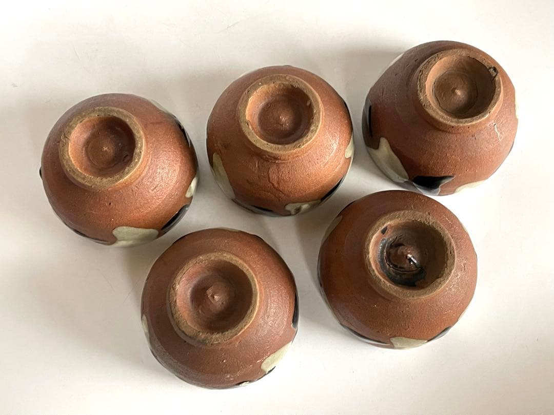 濱田庄司　浜田庄司　？　鉄釉　掛流　番茶器　湯呑　カップ　小鉢　5客　益子　民芸