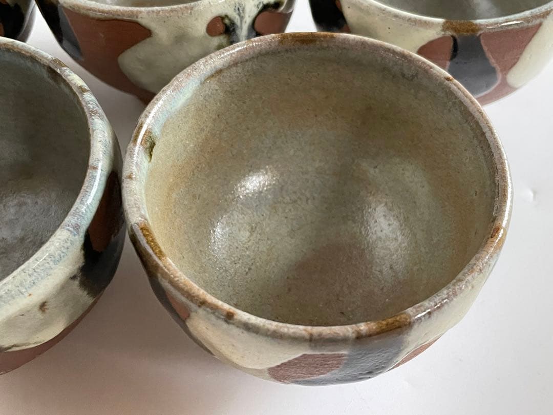 濱田庄司　浜田庄司　？　鉄釉　掛流　番茶器　湯呑　カップ　小鉢　5客　益子　民芸