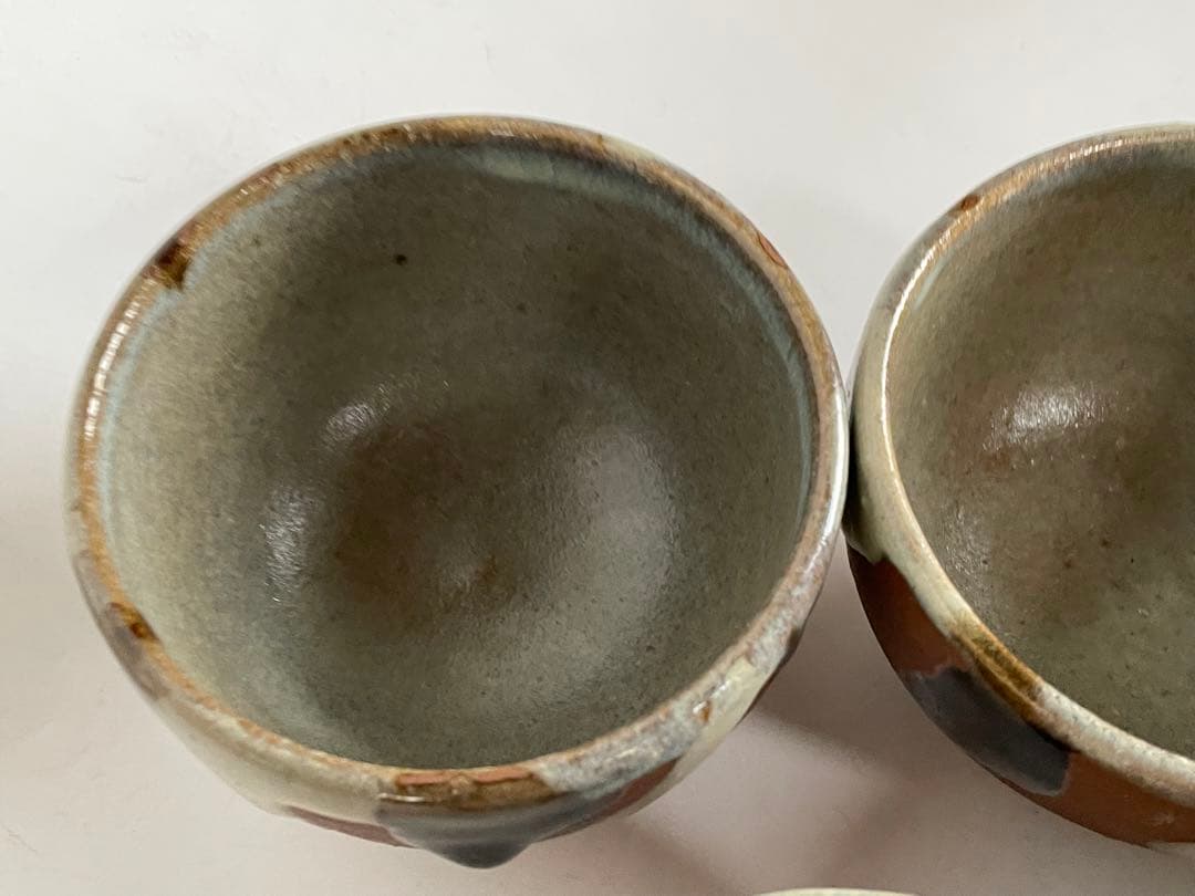 濱田庄司　浜田庄司　？　鉄釉　掛流　番茶器　湯呑　カップ　小鉢　5客　益子　民芸