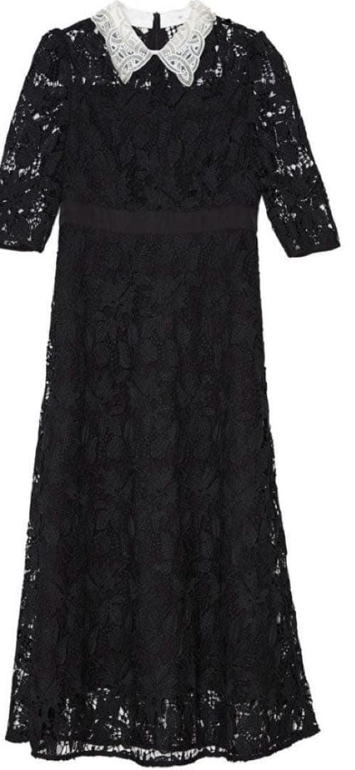 Leja 花柄レースビジューカラーAラインワンピースドレス