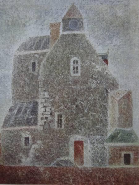 岡鹿之助、粉ひき場、高級画版の一部、版上サイン入、新品額付