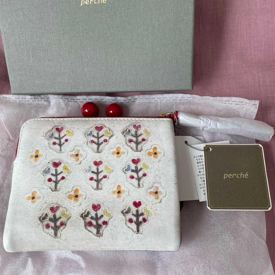 新品　percheペルケ 本田あつみさん　可愛すぎるがま口羊革財布