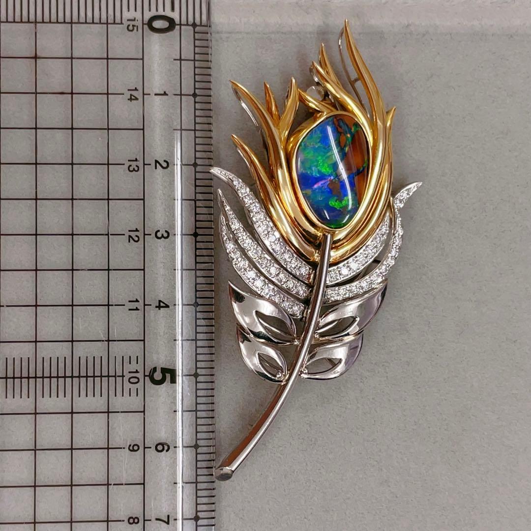 【PARLOR】K18/Pt900 ボルダーオパールデザインブローチ