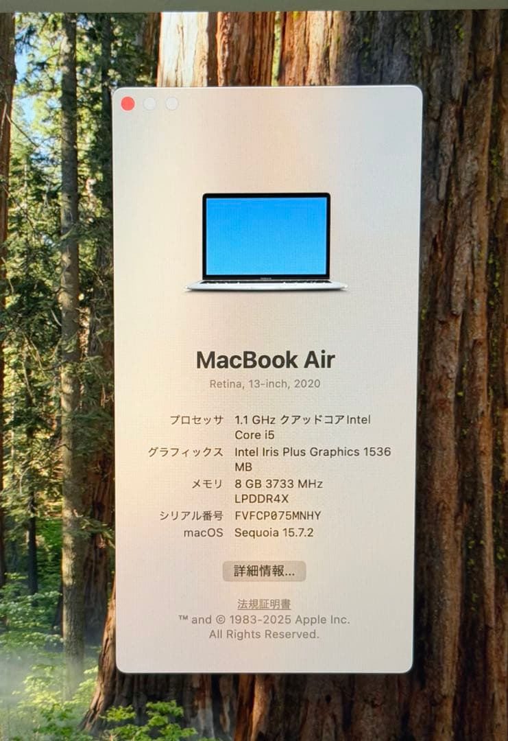 MacBook本体 MacBook Air 2020 Core i5 8GB 256GB