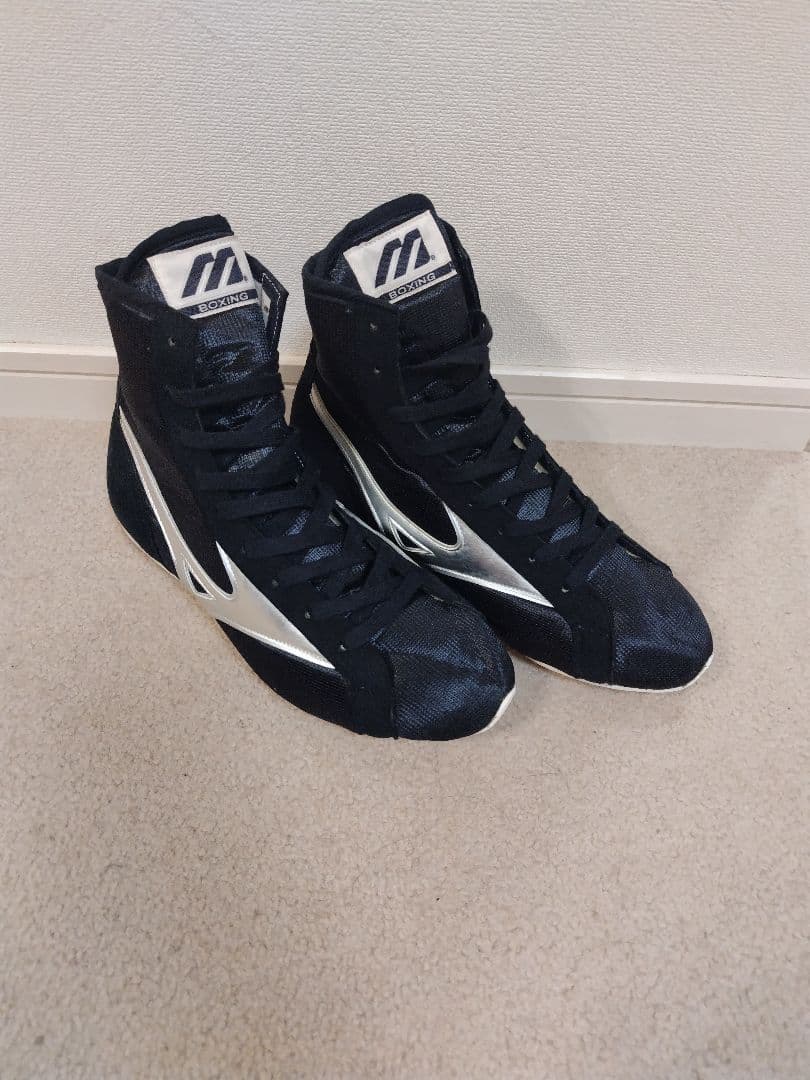 【極美品】ミズノ ボクシングシューズ　ブラック/シルバー　25.5cm