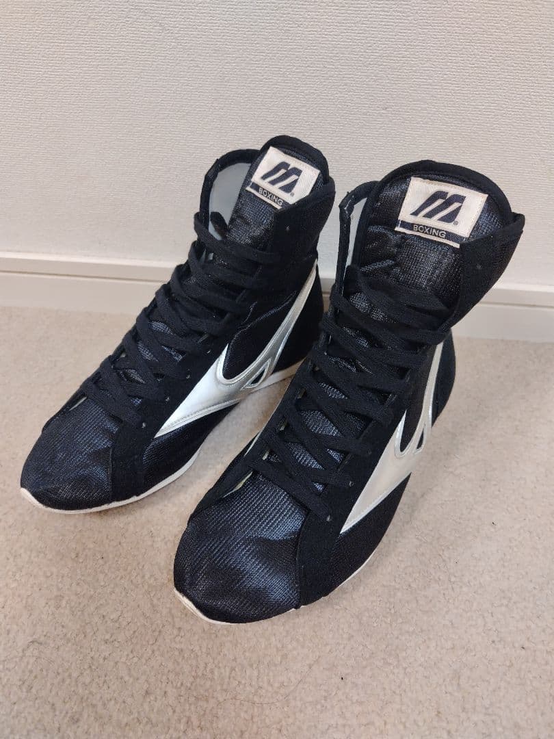 【極美品】ミズノ ボクシングシューズ　ブラック/シルバー　25.5cm